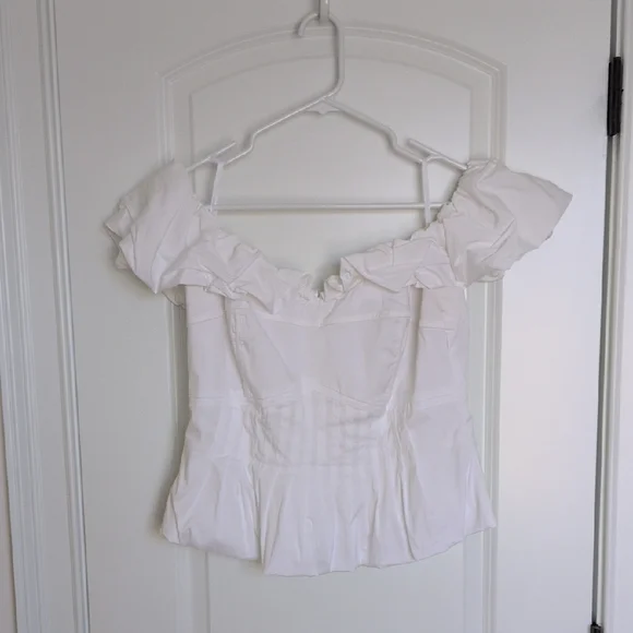 WHBM White Ruffled Corset Blouse - Picture 6 of 10